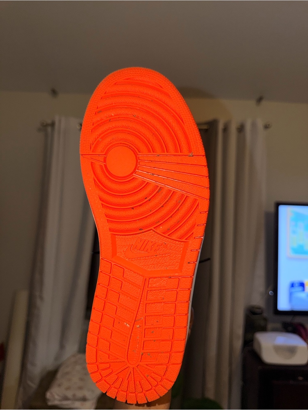 Jordan Men's High-Top Sneakers — Black/White with Orange Accent - Picture 7 of 7